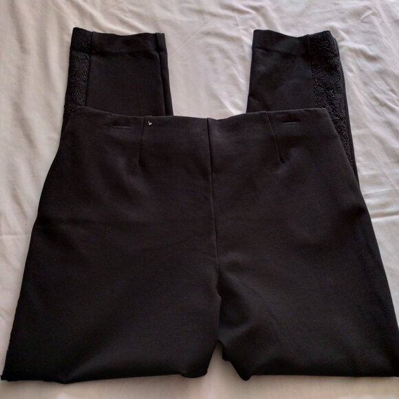 CHICO's Black PONTE Knit LACE TUX STRIPE Legging Sz 0.5 - Picture 4 of 7